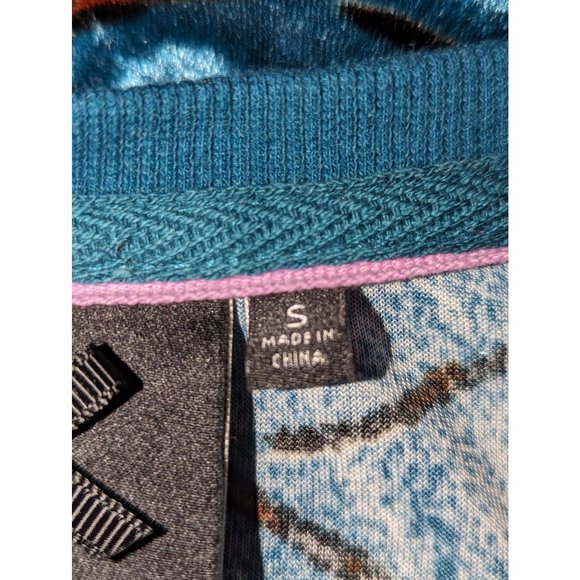 Nanette Lepore Teal Floral Print Velvet Pullover Sweater Womens Size S - Picture 6 of 8